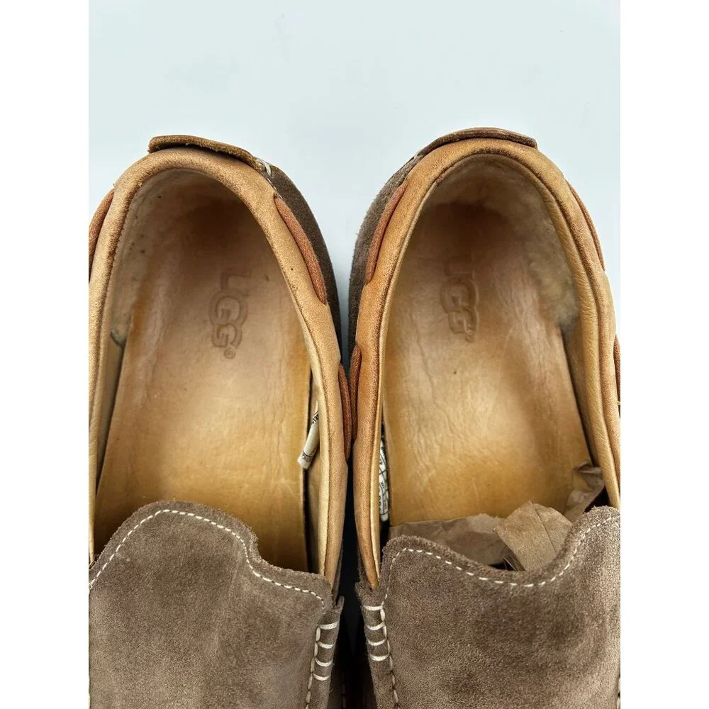 UGG Loafers Mens Size 9 Brwn Suede Shearling Slip-On Comfort Shoes Core Wardrobe